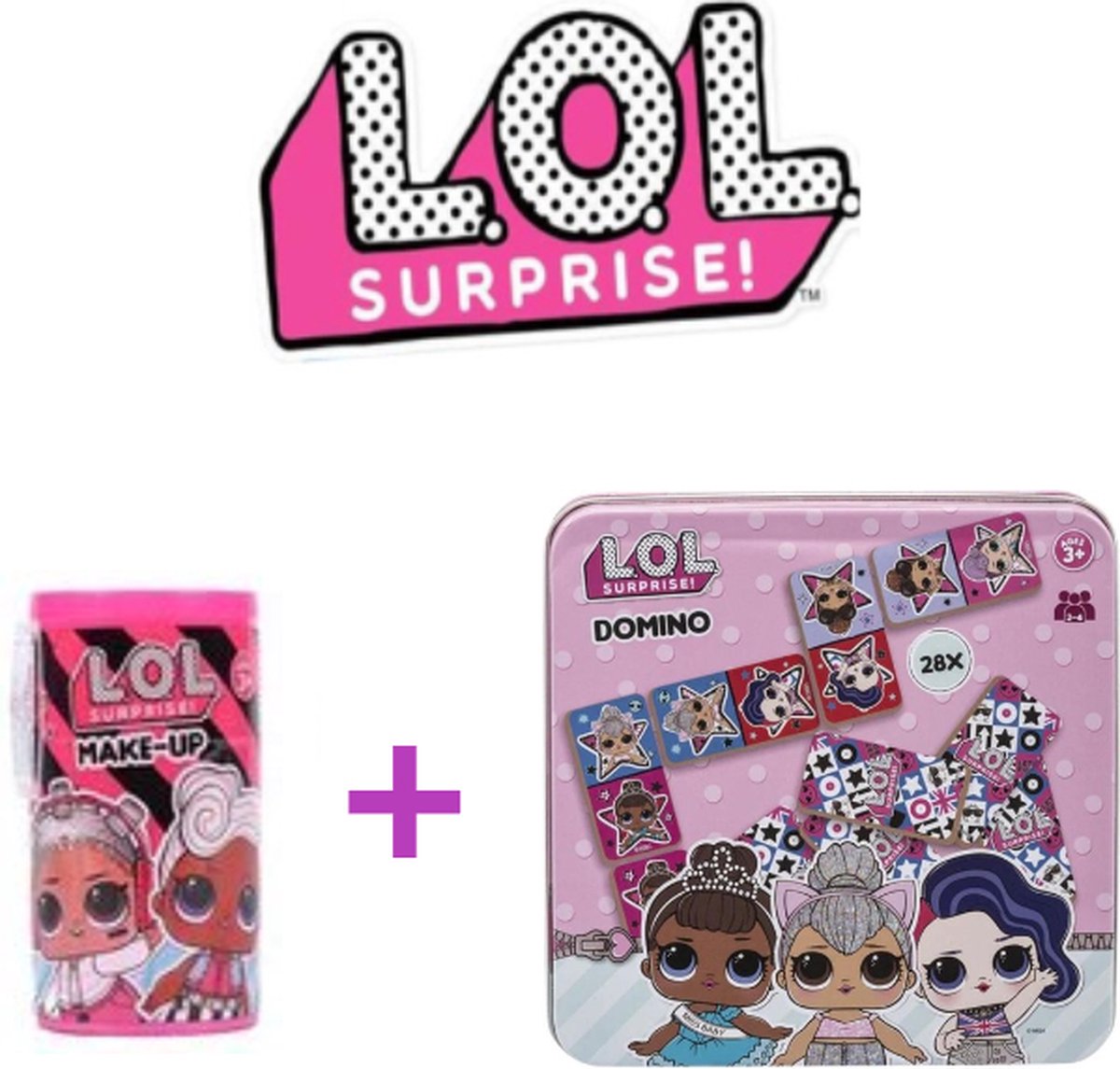 L.O.L. Surprise Make-Up Lippenbalsem en Domino Spel in Metalen Doosje | Kinder Kerstcadeau